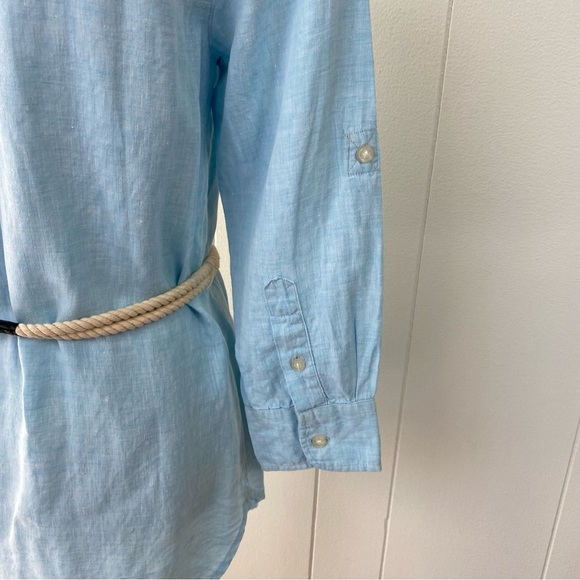 Lauren Ralph Lauren 100% Linen Button Front Tunic Top with Rope Belt Size Small - Picture 10 of 16